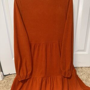 SHEIN Terracotta Ribbed Knit Top